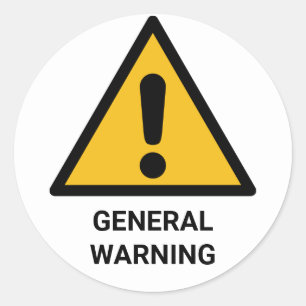 General Warning Label, Hazard Notice Classic Round Sticker