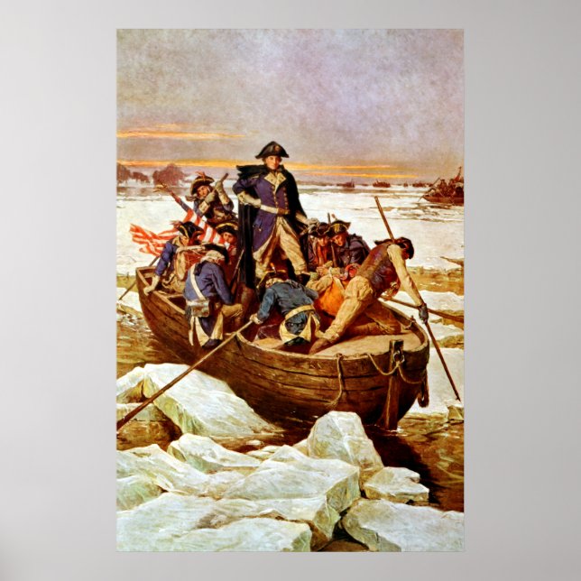 General Washington Crossing The Delaware River Poster (Front)