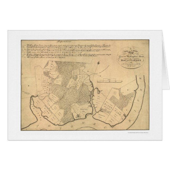 General Washington's Farm Mt Vernon Map 1801 (Front Horizontal)