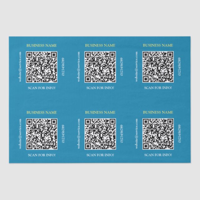 Generate QR Code Business Name Website, Blue Tissue Paper (Front)