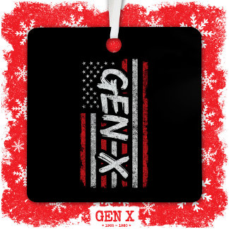 Generation X American Flag Proud Gen Xer Gen X Metal Tree Decoration
