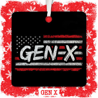 Generation X American Flag Proud Gen Xer Gen X Metal Tree Decoration
