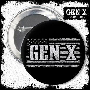 Generation X Gen Xer Proud American Flag Gen X 6 Cm Round Badge
