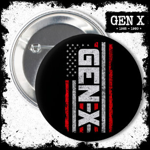Generation X Proud Gen Xer American Flag Gen X 6 Cm Round Badge