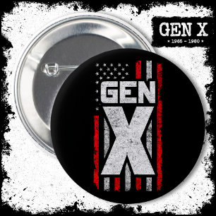 Generation X Proud Gen Xer American Flag Gen X 6 Cm Round Badge