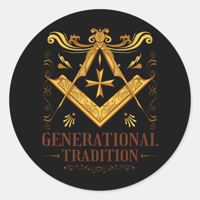 Generational Tradition Square and Compass Classic Round Sticker (Front)