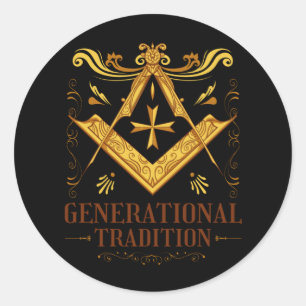 Generational Tradition Square and Compass Classic Round Sticker