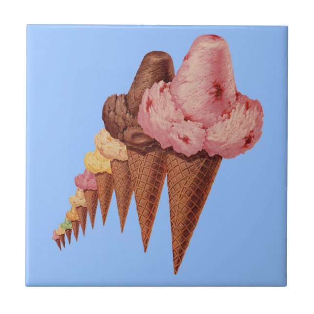 generations of ice cream cones ceramic tile (Front)
