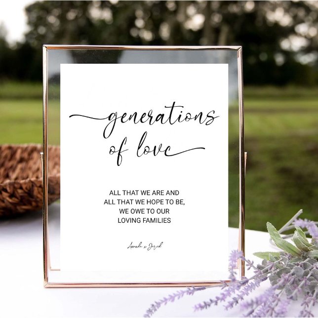 Generations of love Modern Calligraphy Wedding  Pedestal Sign (Creator Uploaded)