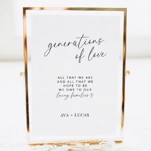 Generations Of Love Modern Minimalist Wedding Sign