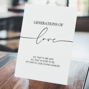 Generations of Love Modern Wedding Table Sign