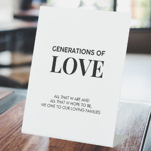 Generations of Love Modern Wedding Table Sign