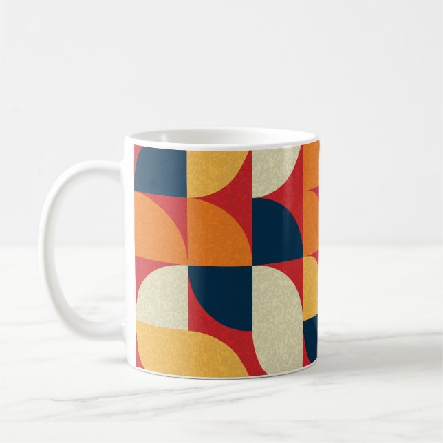 Generative Art: Colourful Quarter Circles Coffee Mug (Left)