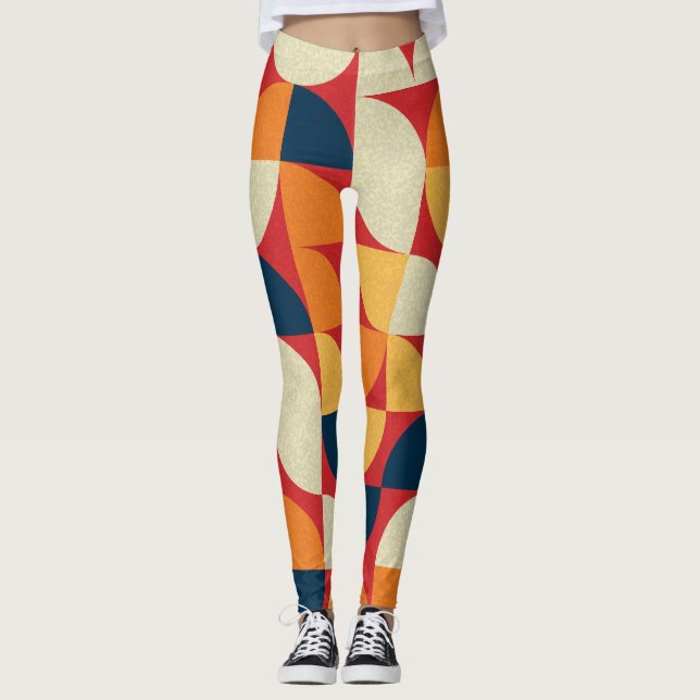 Generative Art: Colourful Quarter Circles Leggings (Front)