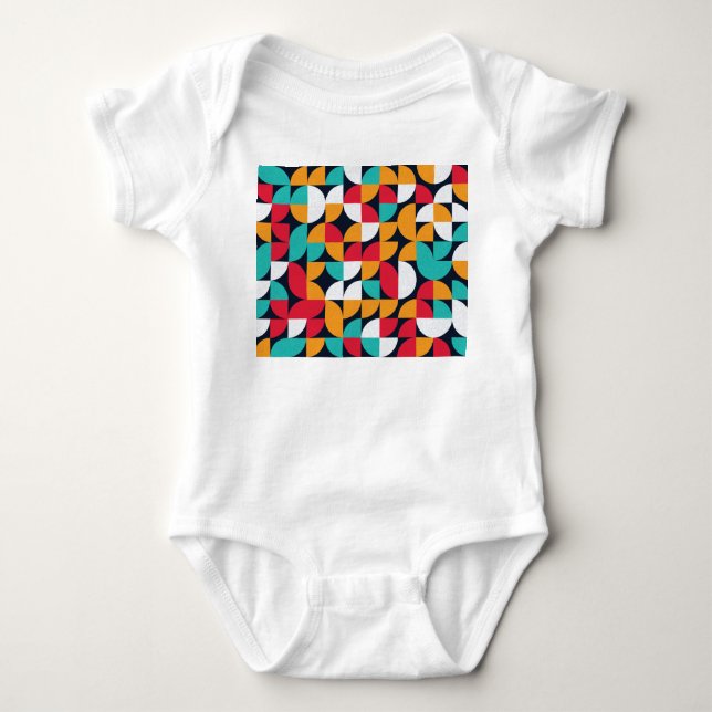 Generative Art: Colourful Triangle Pattern Baby Bodysuit (Front)