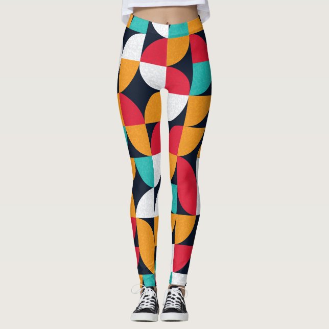 Generative Art: Colourful Triangle Pattern Leggings (Front)