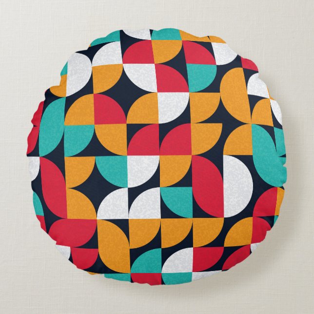 Generative Art: Colourful Triangle Pattern Round Cushion (Front)