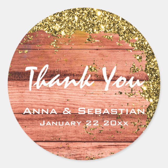 *~* Generic  AP49 Weathered Aged  Glitter Wood Classic Round Sticker (Front)