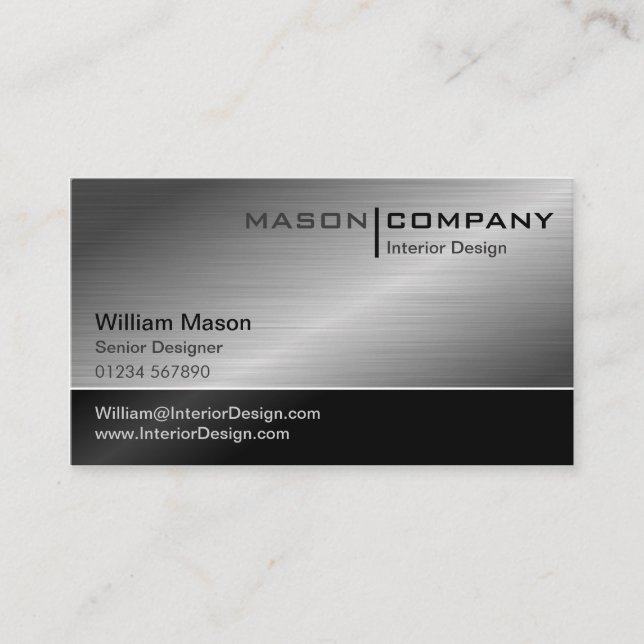 Generic Black & Steel Corporate Business Card (Front)
