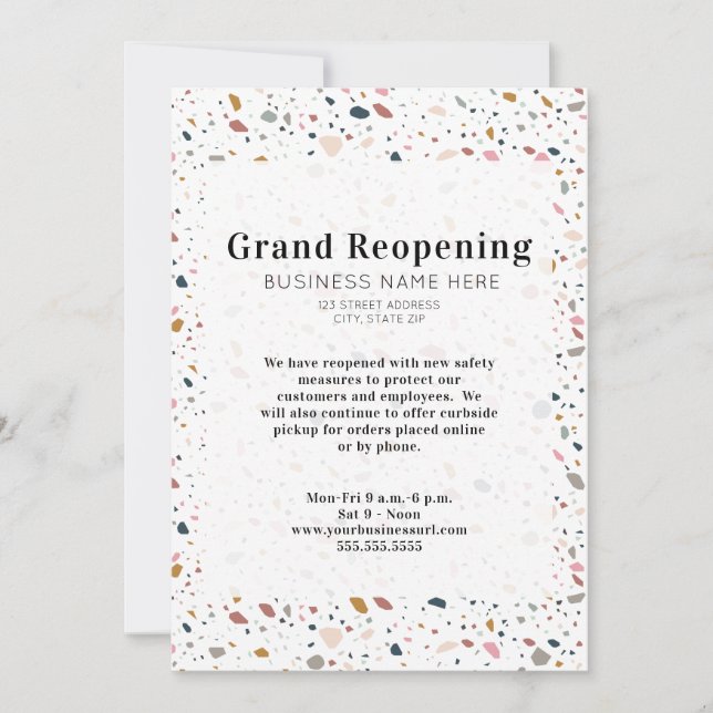 Generic Business Grand Reopening Terrazzo Invitation (Front)