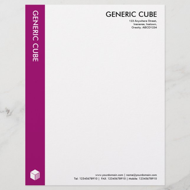 Generic Cube - Regal Red Personalised Letterhead (Front)
