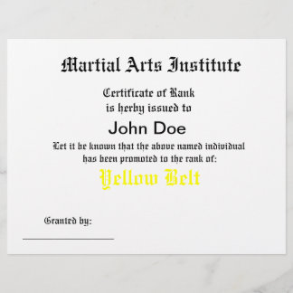 Generic Martial Arts Certificate