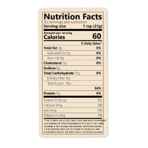 Generic Nutrition Facts Template Food Product