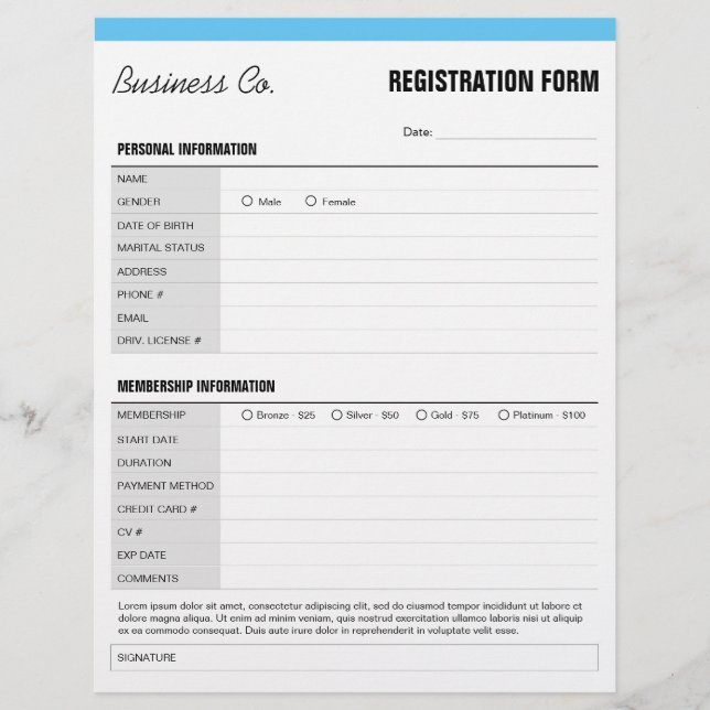 Generic Registration Form Customizable Flyer (Front)