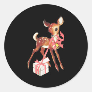 Generic Uni Retro Vintage Reindeer Nk Christmas Ba Classic Round Sticker