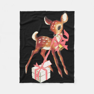 Generic Uni Retro Vintage Reindeer Pink Christmas Fleece Blanket