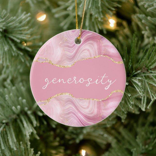 Generosity Inspirational Agate Christmas Ornament (Tree)