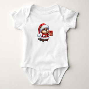 Generous Christmas Beaver Baby Bodysuit