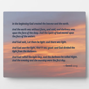 Genesis 1 1-5 In the Beginning Plaque