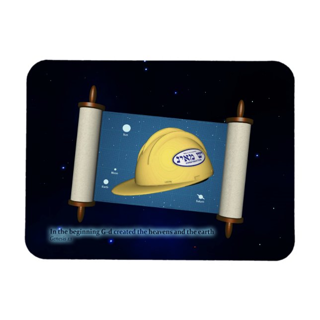 Genesis 1:1 - Construction Magnet (Horizontal)