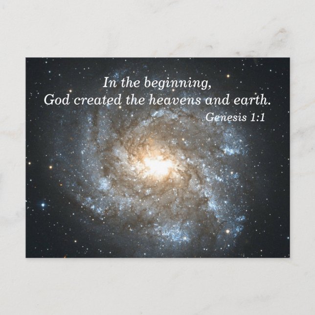 Genesis 1:1 In the Beginning Bible Verse Memory Postcard (Front)