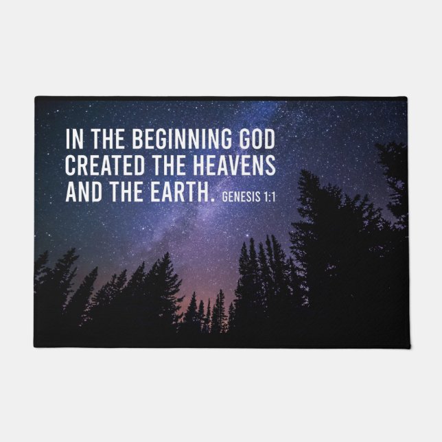 Genesis 1:1 In The Beginning Scripture Christian Doormat (Front)