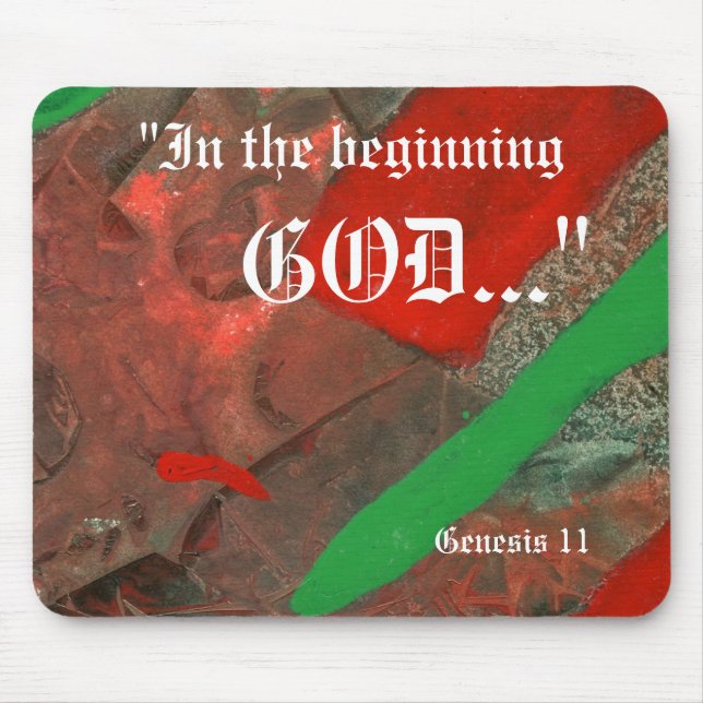 "Genesis 1:1" Leaf Nature Print Mousepad (Front)