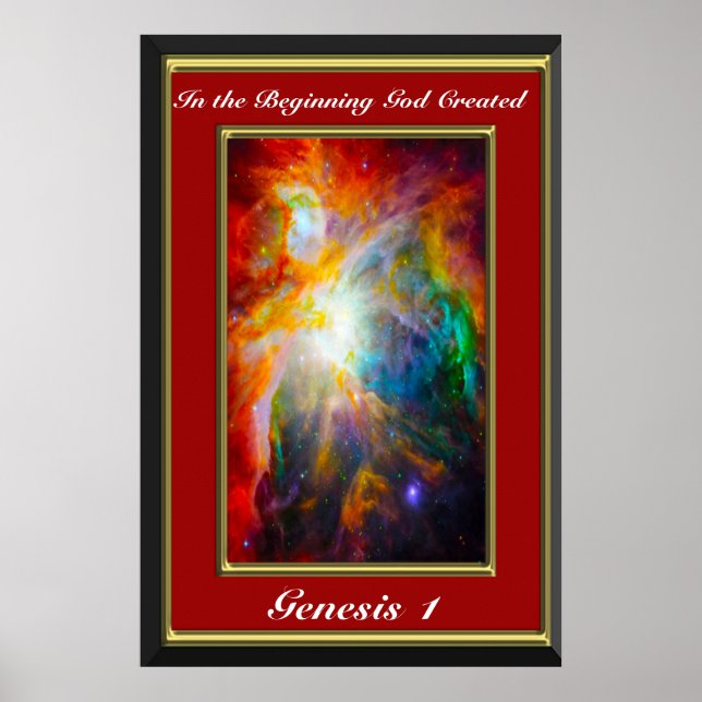 Genesis 1 In the beginning God created red Poster (Front)