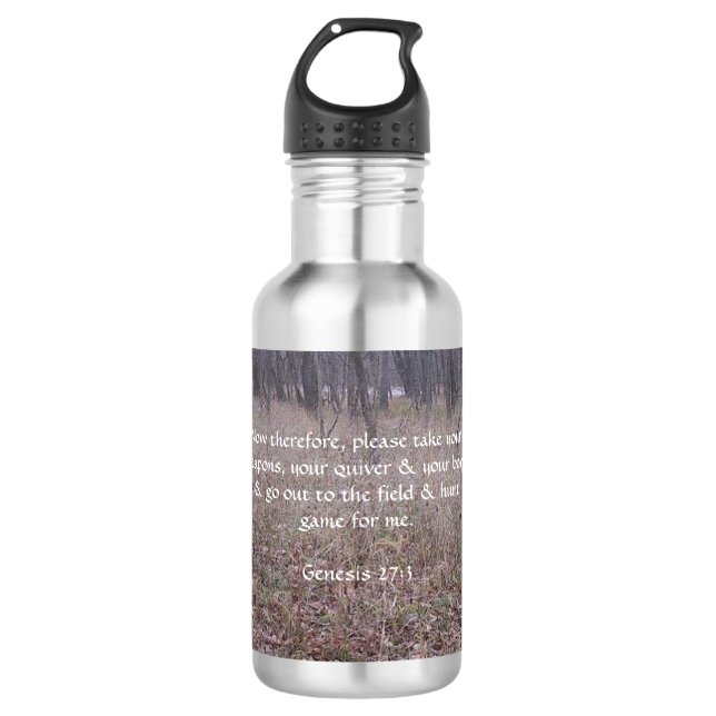 Genesis 27:3 with Buck Stainless steel bottle (Front)
