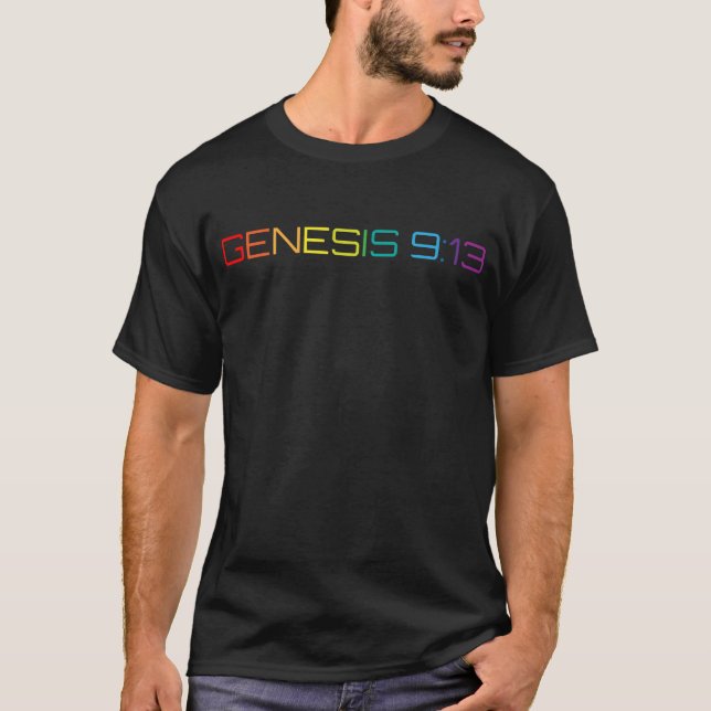 Genesis 9:13 in Rainbow Colours – Bible Scripture T-Shirt (Front)