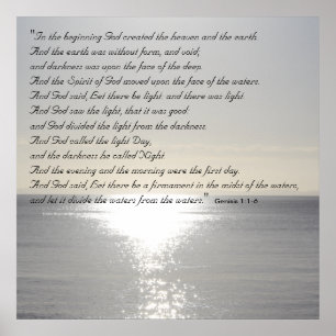 Genesis Bible Quote Christian Creation Poster Sea