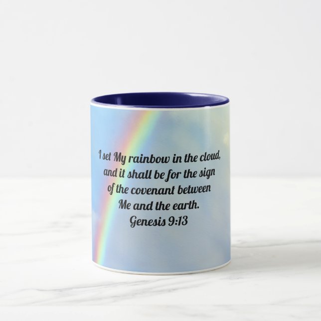 Genesis Bible Verse Rainbow Art Mug Cup (Center)