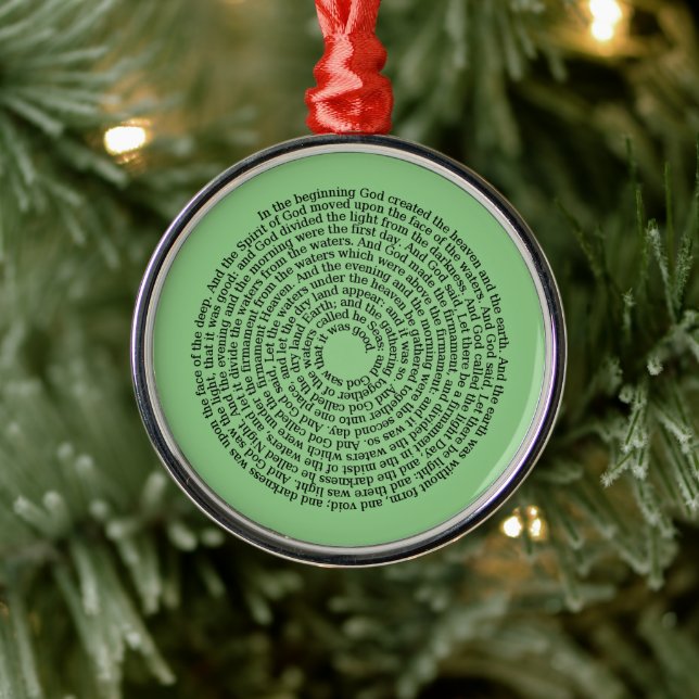 Genesis Biblical Scripture Spiral  Metal Ornament (Tree)