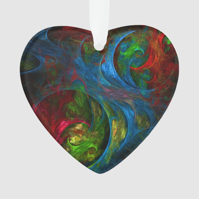 Genesis Blue Abstract Art Acrylic Heart Ornament (Front)