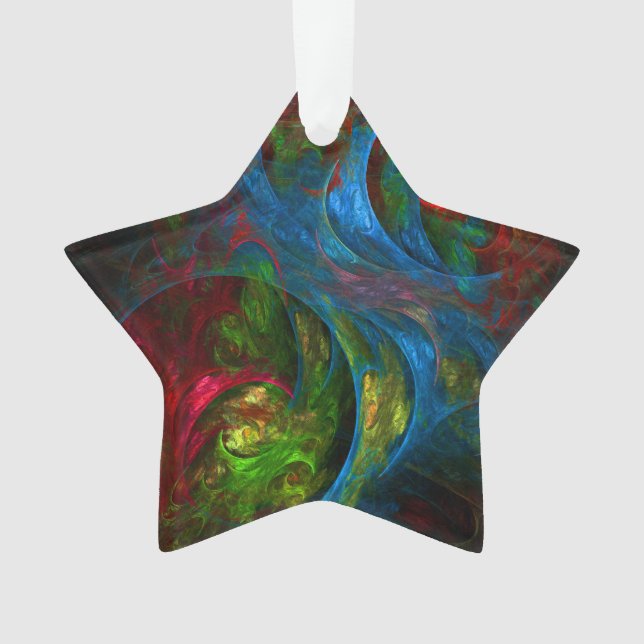 Genesis Blue Abstract Art Acrylic Star Ornament (Front)
