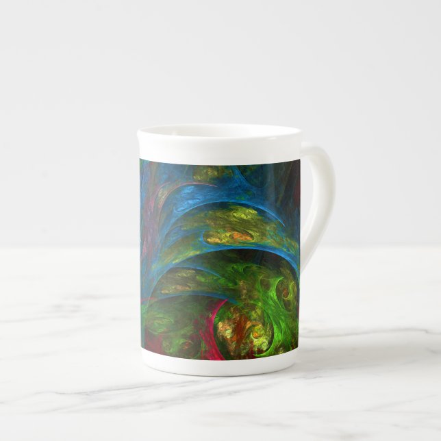 Genesis Blue Abstract Art Bone China Mug (Front Right)