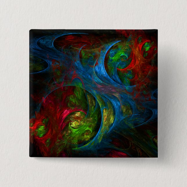 Genesis Blue Abstract Art Button (square) (Front)