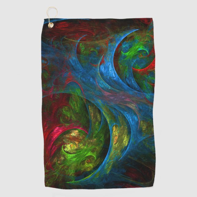 Genesis Blue Abstract Art Golf Towel (Front)