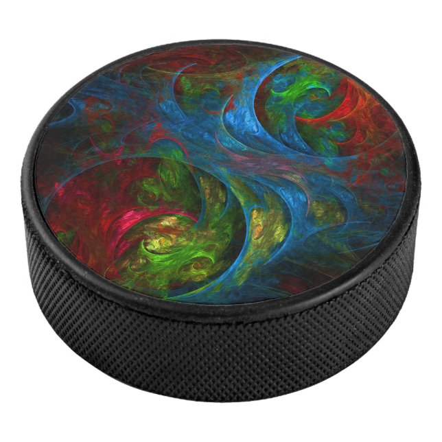 Genesis Blue Abstract Art Hockey Puck (3/4)
