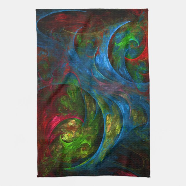 Genesis Blue Abstract Art Kitchen Towel (Vertical)